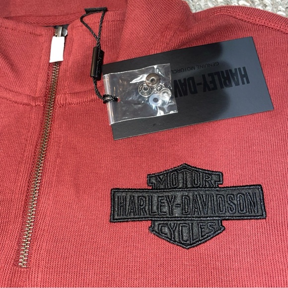 Harley Davidson Bar & Shield Pullover Sweater 1/4 Zip Dark Red Men’s Size XL - Picture 2 of 4